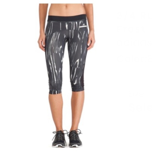 adidas by Stella McCartney 3/4 Running Tights Black and Frost Size Small - Picture 1 of 12